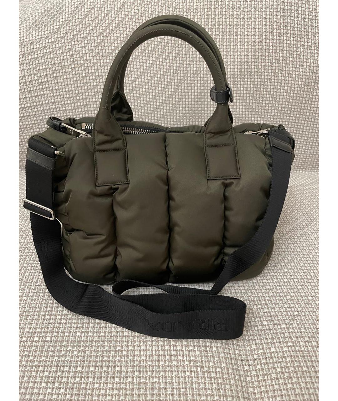 PRADA Хаки синтетическая сумка с короткими ручками, фото 3