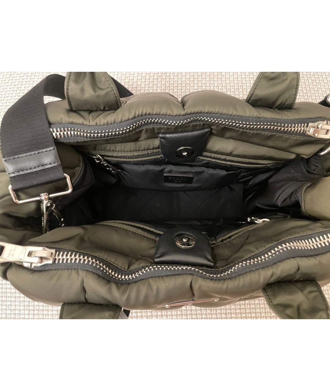 PRADA Хаки синтетическая сумка с короткими ручками, фото 4