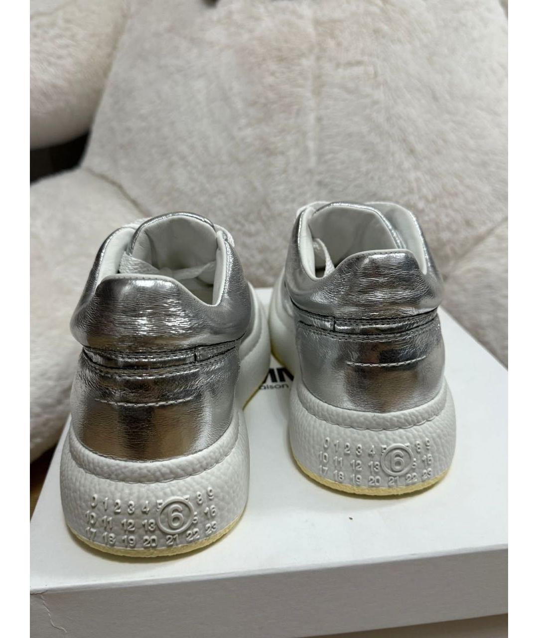 MM6 MAISON MARGIELA Серебряные кожаные кроссовки, фото 4
