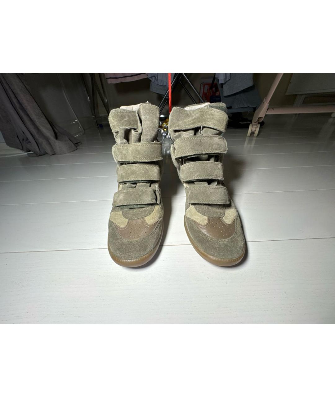 ISABEL MARANT Хаки замшевые кроссовки, фото 2