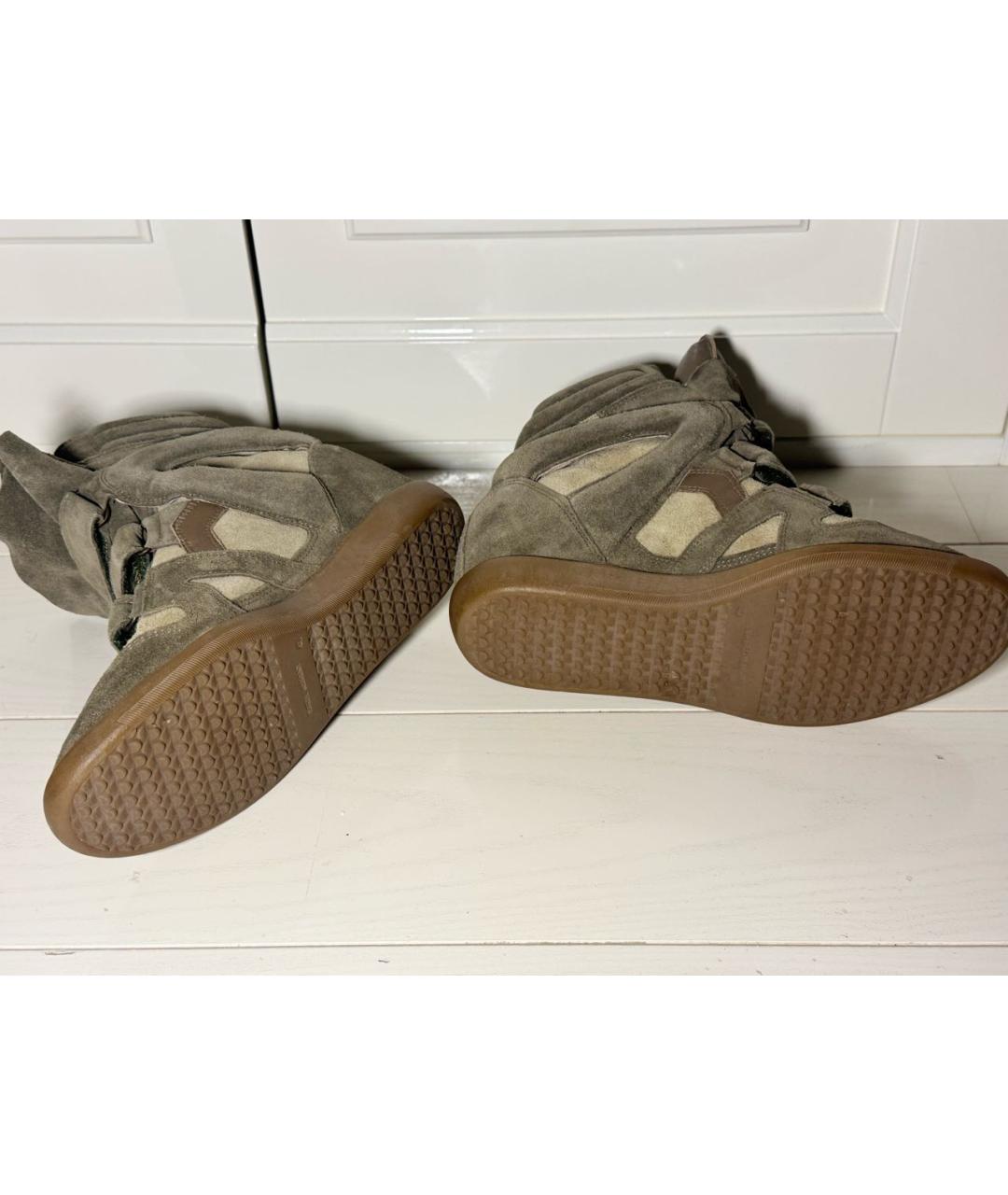 ISABEL MARANT Хаки замшевые кроссовки, фото 8