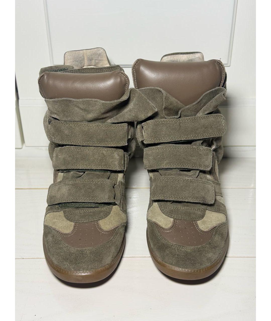 ISABEL MARANT Хаки замшевые кроссовки, фото 2