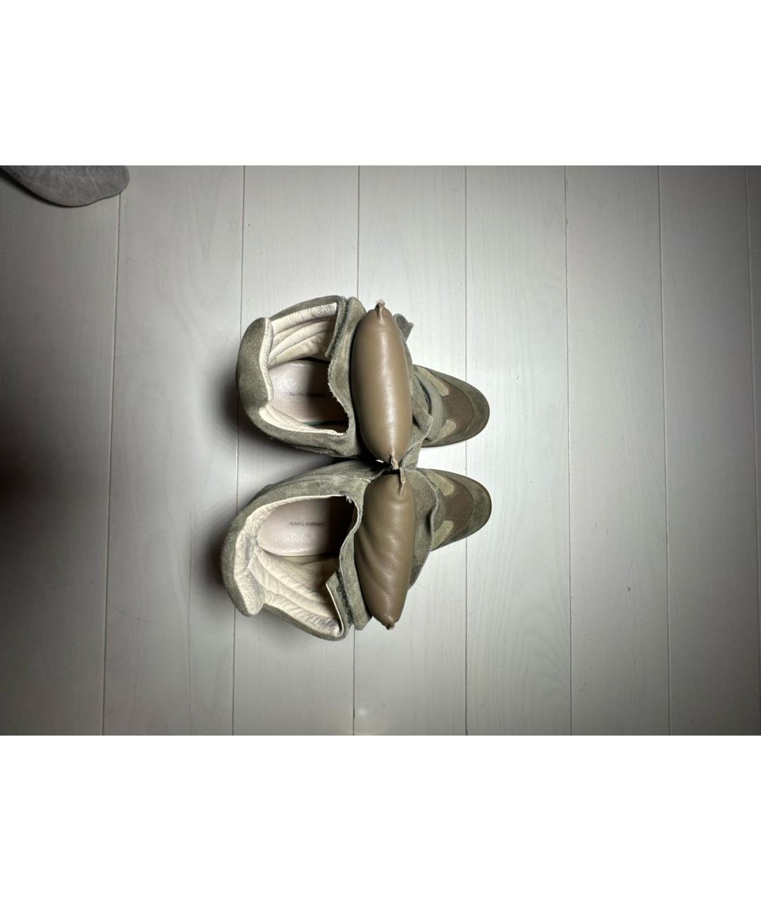 ISABEL MARANT Хаки замшевые кроссовки, фото 3