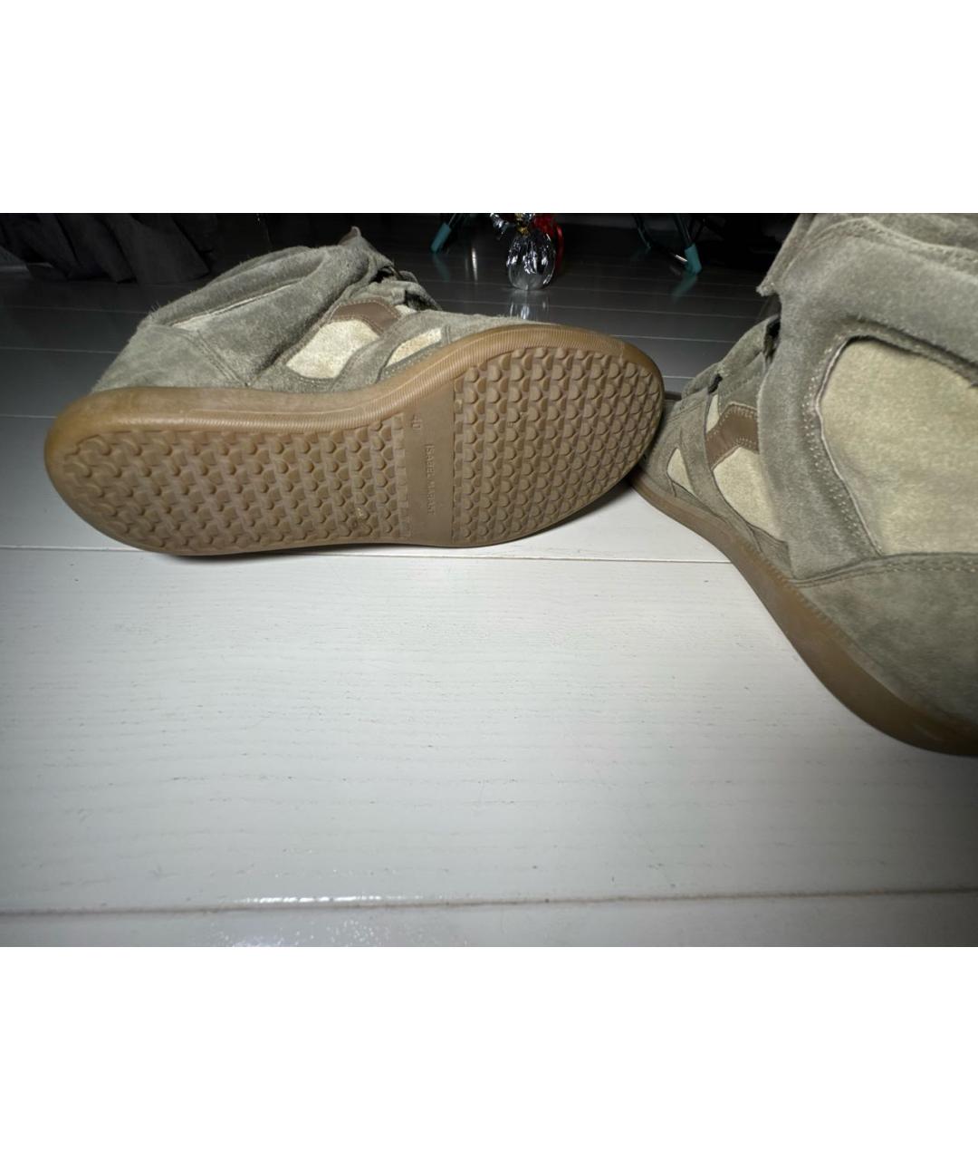 ISABEL MARANT Хаки замшевые кроссовки, фото 5