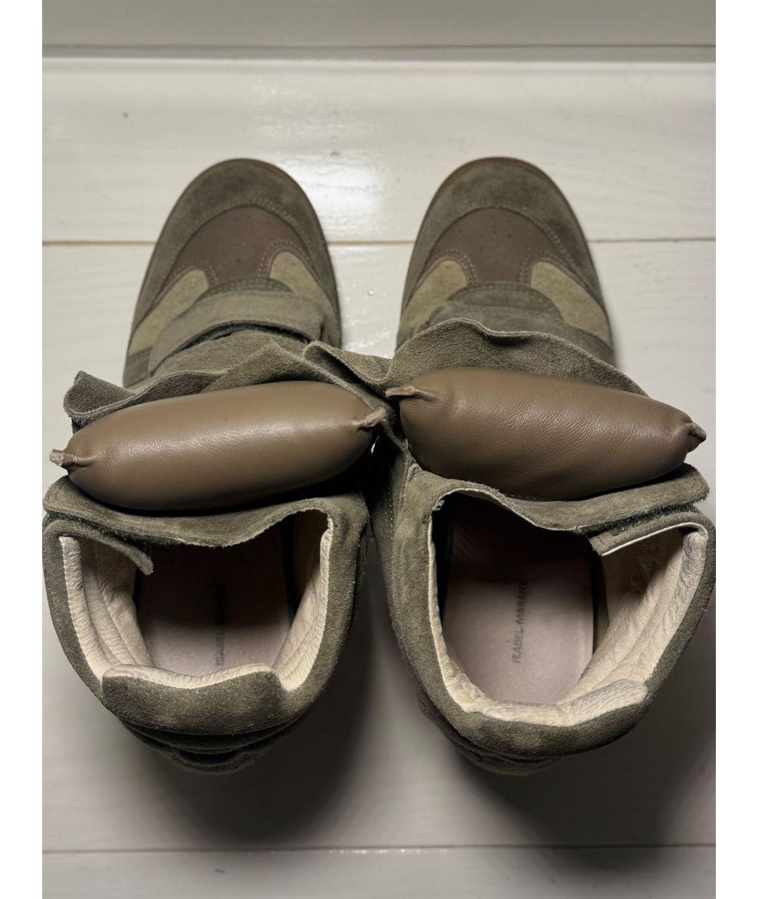 ISABEL MARANT Хаки замшевые кроссовки, фото 3