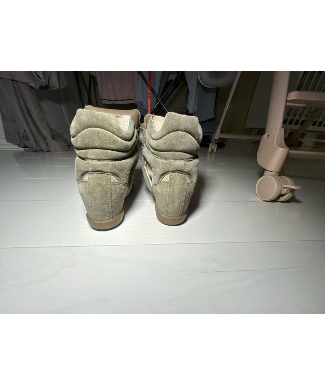 ISABEL MARANT Хаки замшевые кроссовки, фото 4