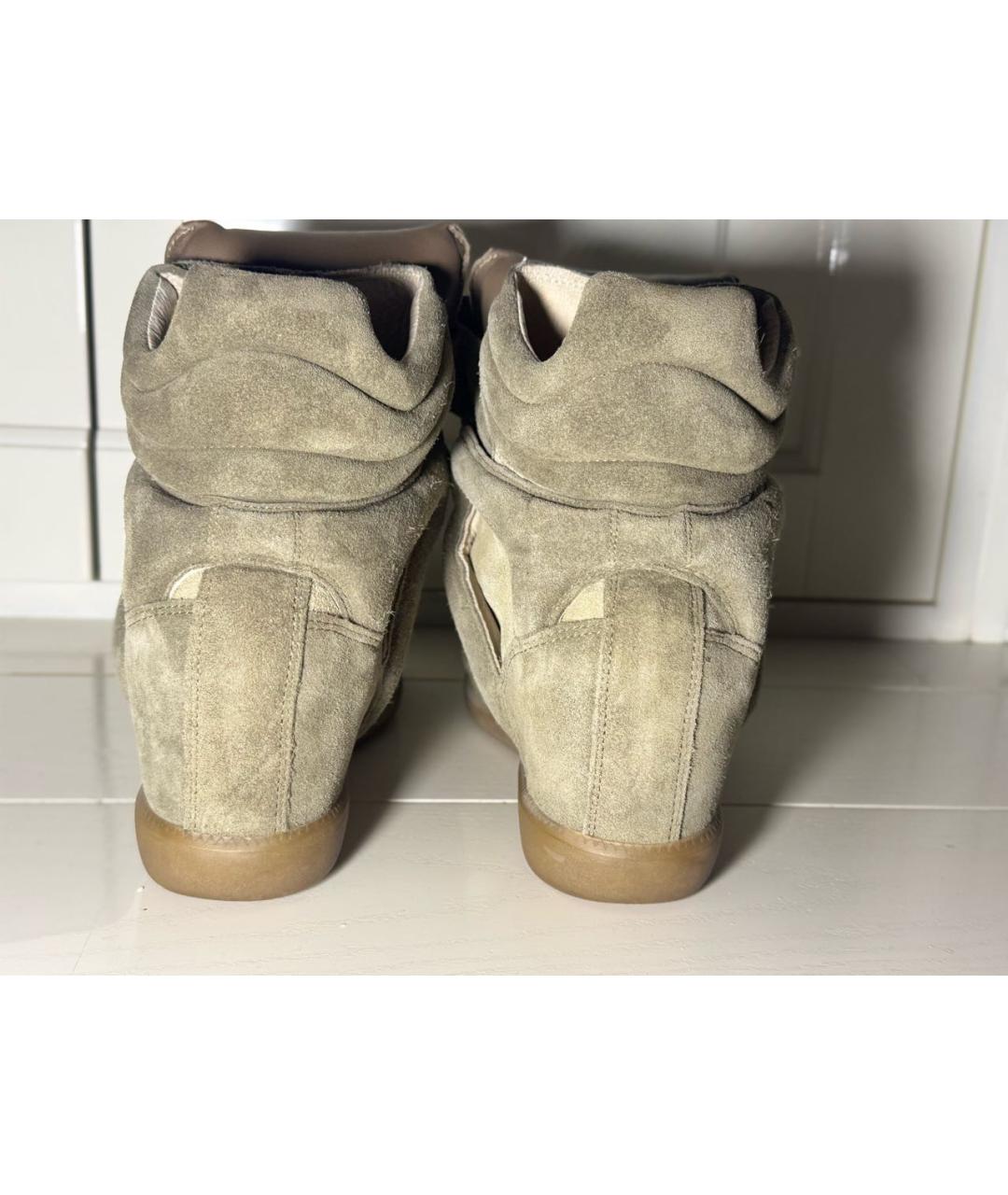 ISABEL MARANT Хаки замшевые кроссовки, фото 4