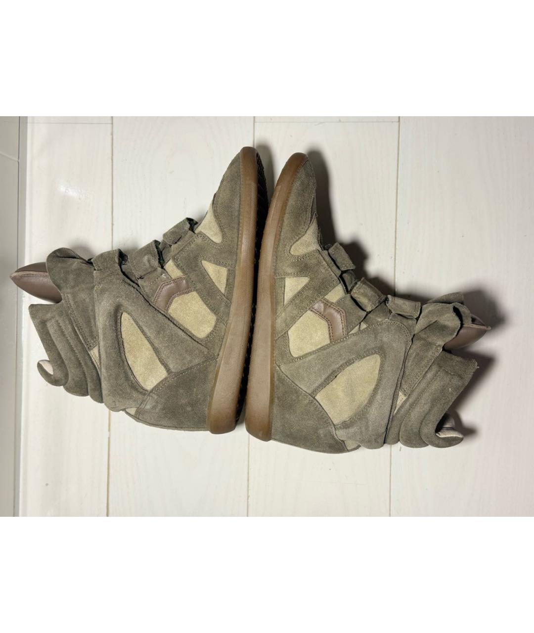 ISABEL MARANT Хаки замшевые кроссовки, фото 5