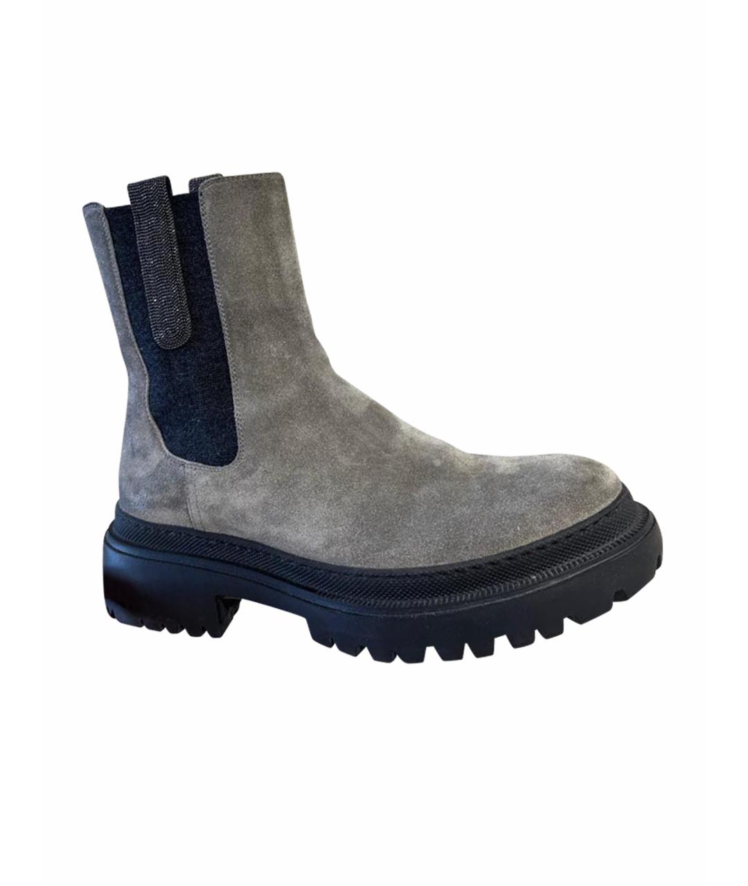 BRUNELLO CUCINELLI Серые замшевые полусапоги, фото 1