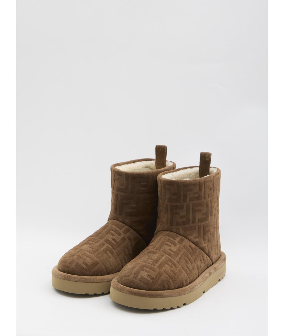 FENDI Коричневые замшевые низкие ботинки, фото 2