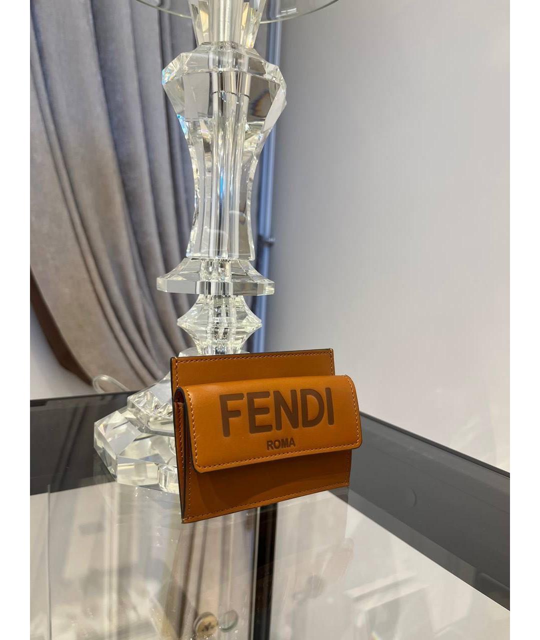 FENDI Коричневый кожаный кошелек, фото 2