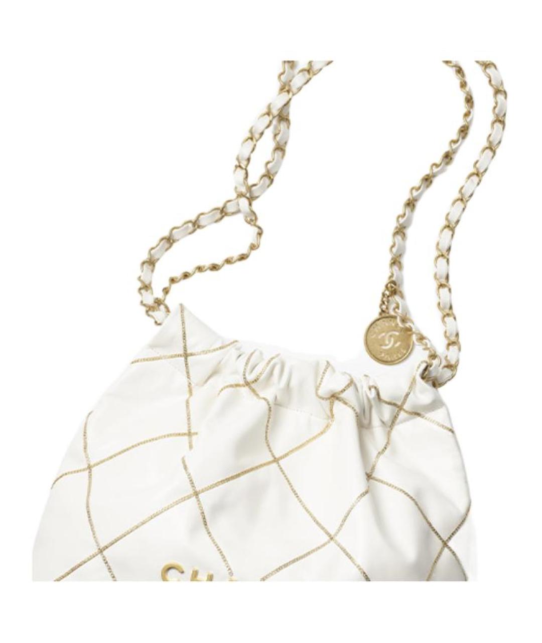 CHANEL Белая кожаная сумка через плечо, фото 4