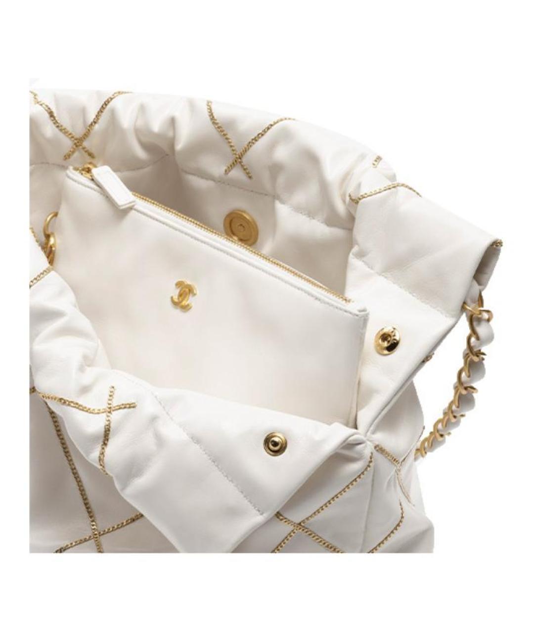 CHANEL Белая кожаная сумка через плечо, фото 3