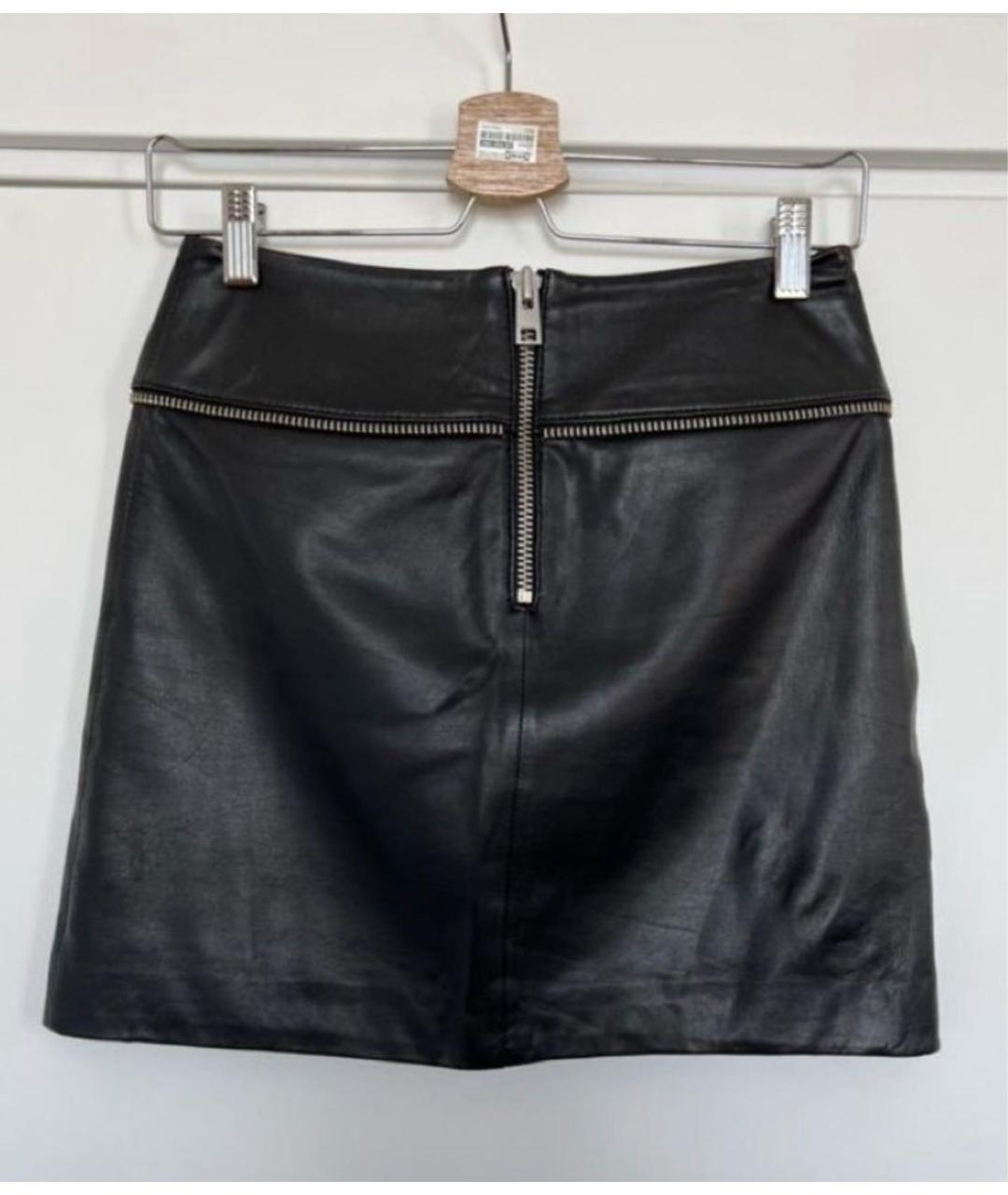 ZADIG & VOLTAIRE Черная кожаная юбка мини, фото 2