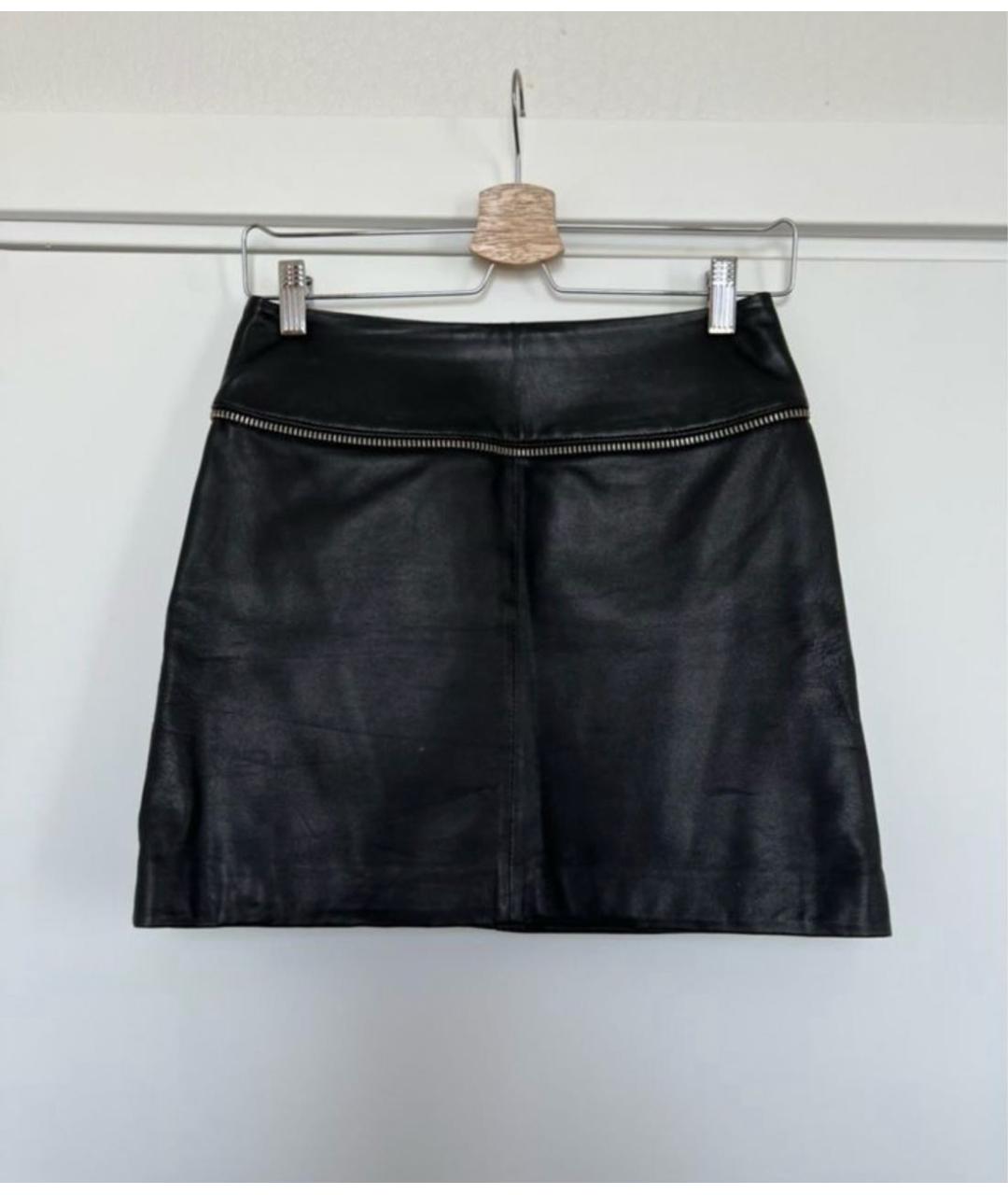 ZADIG & VOLTAIRE Черная кожаная юбка мини, фото 9