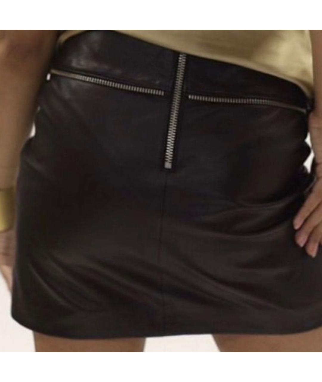 ZADIG & VOLTAIRE Черная кожаная юбка мини, фото 4