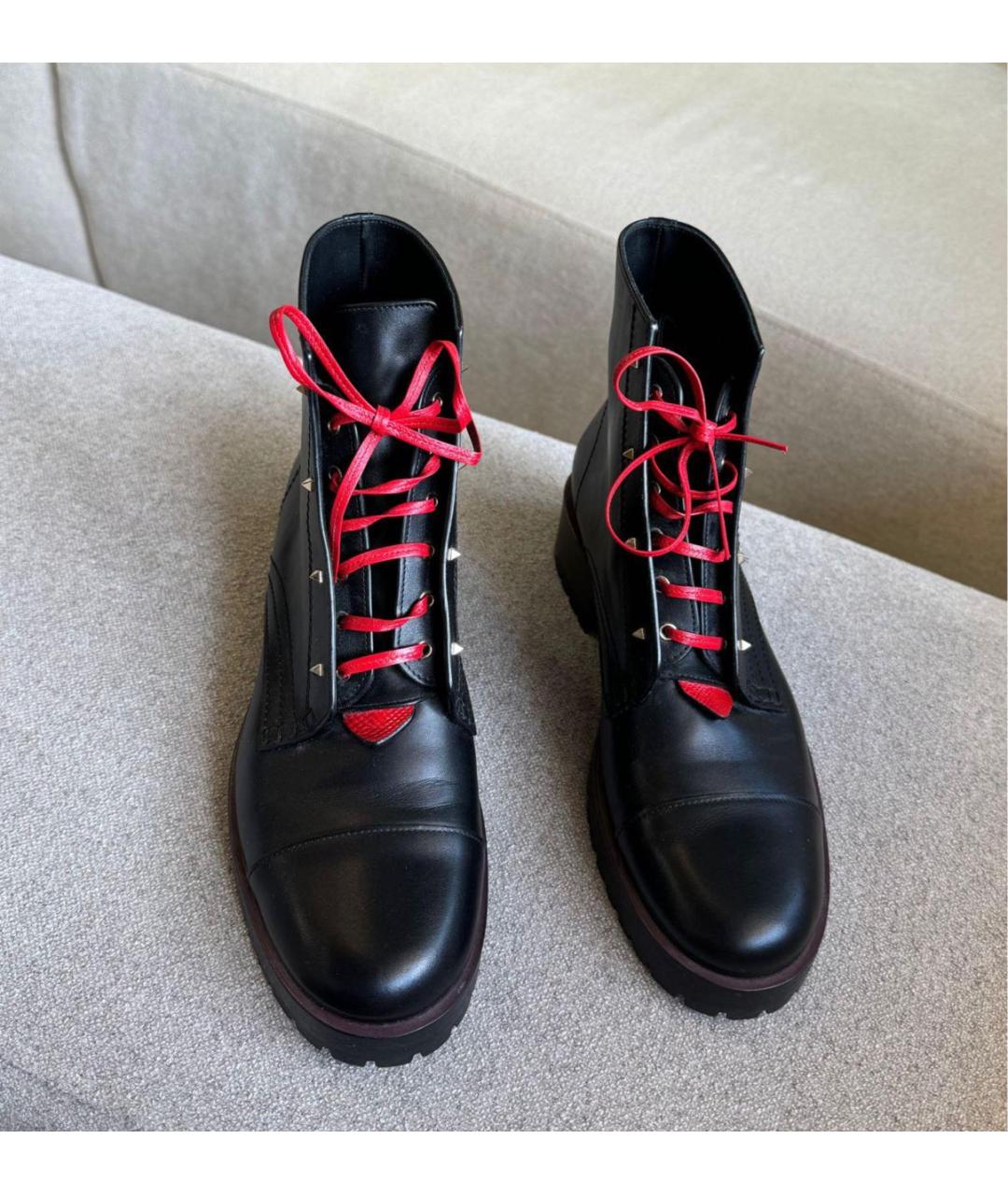 VALENTINO Черные кожаные ботинки, фото 3