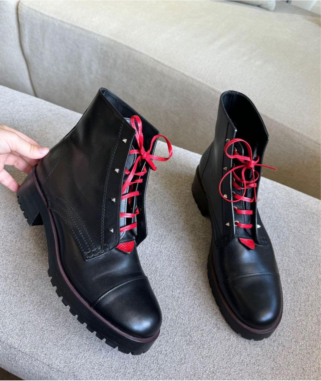 VALENTINO Черные кожаные ботинки, фото 4