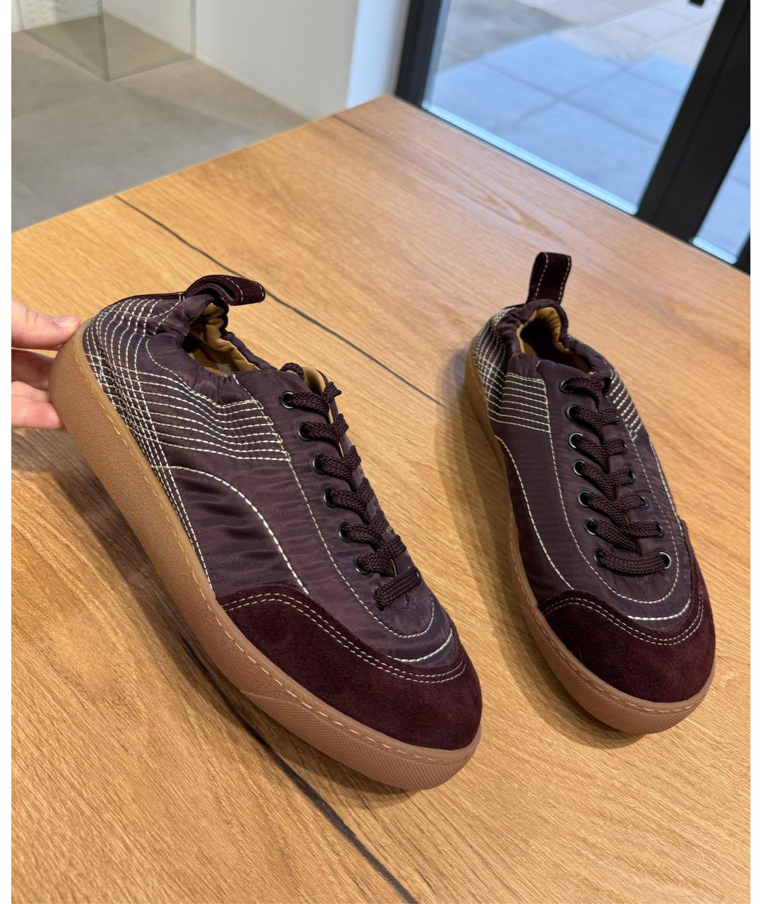 DRIES VAN NOTEN Бордовые текстильные кеды, фото 3