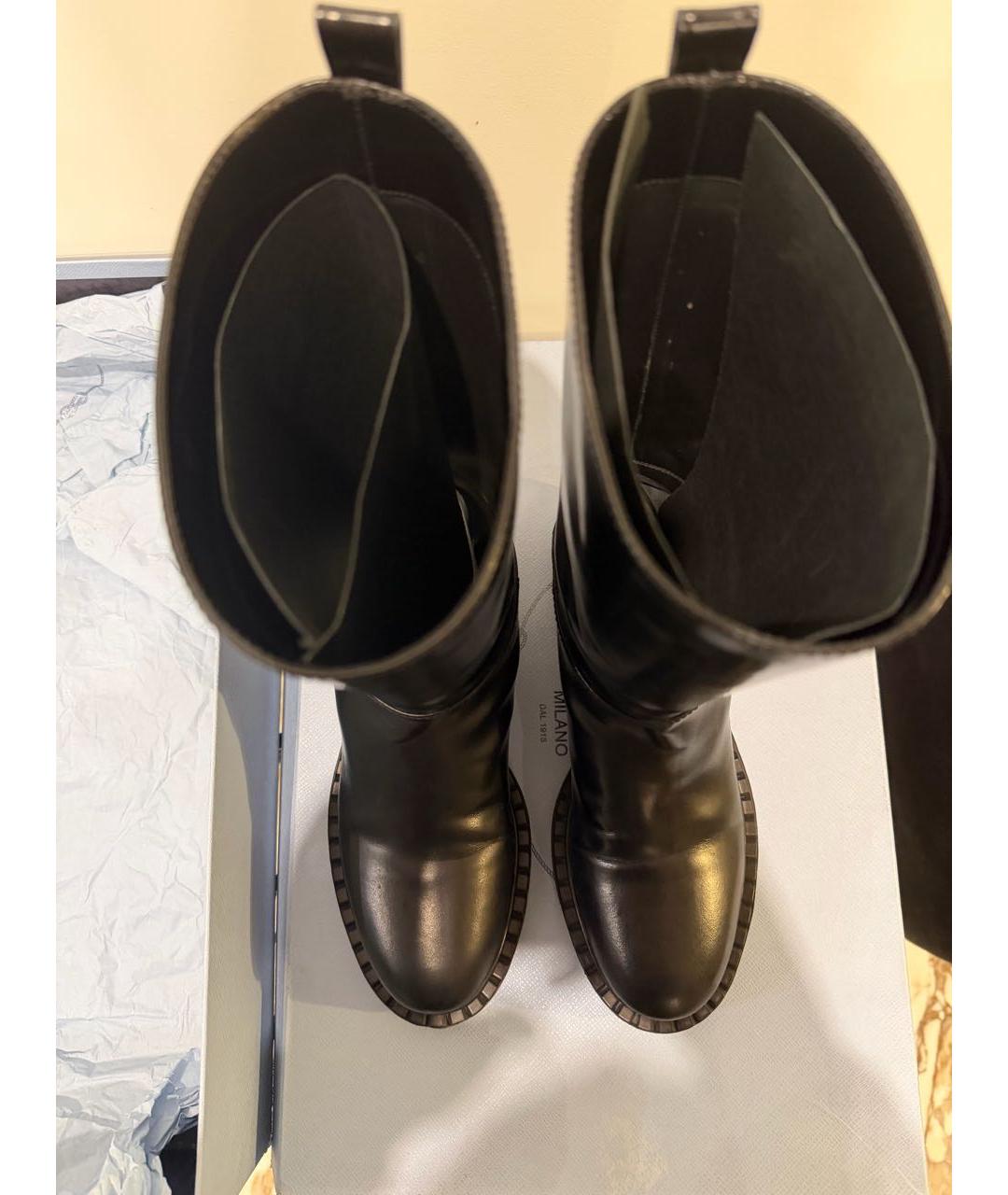 PRADA Черные кожаные сапоги, фото 3