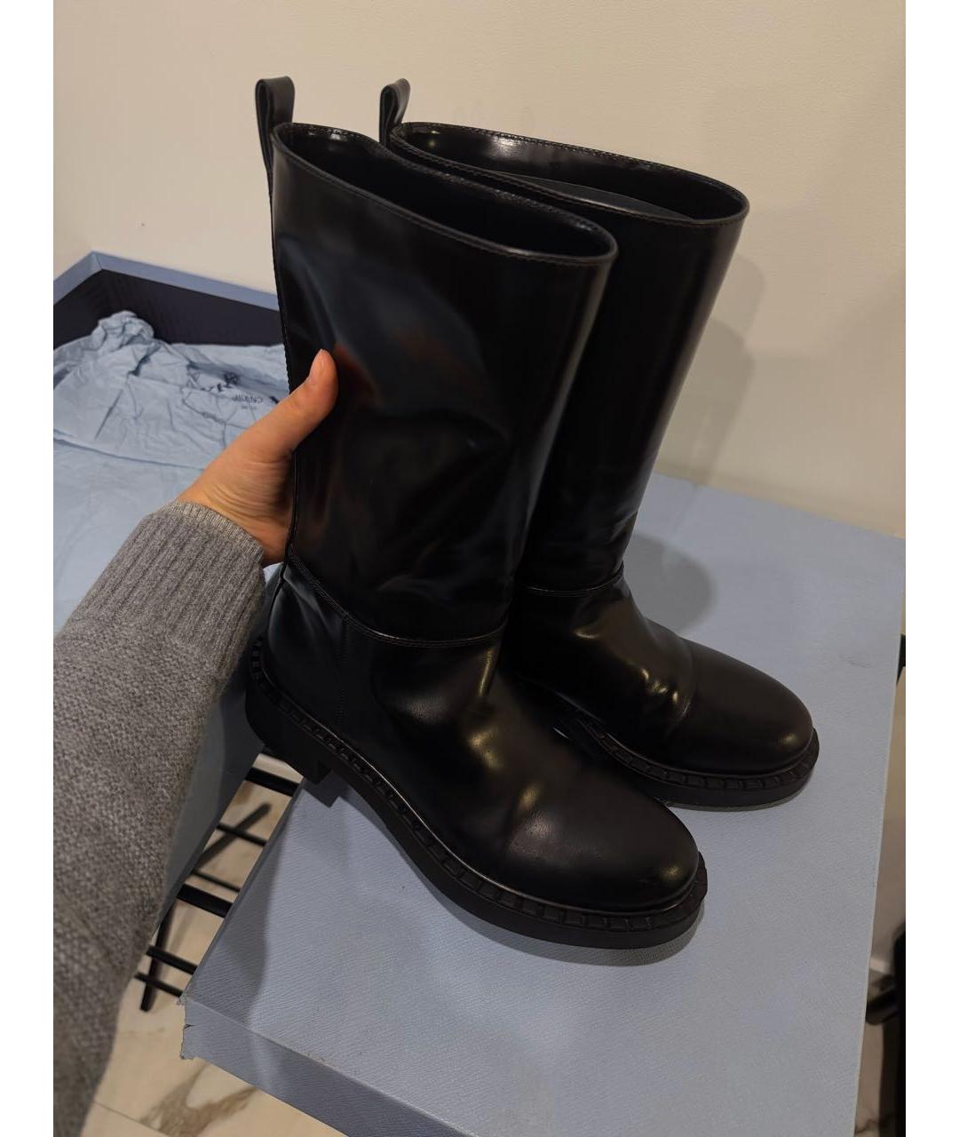 PRADA Черные кожаные сапоги, фото 6