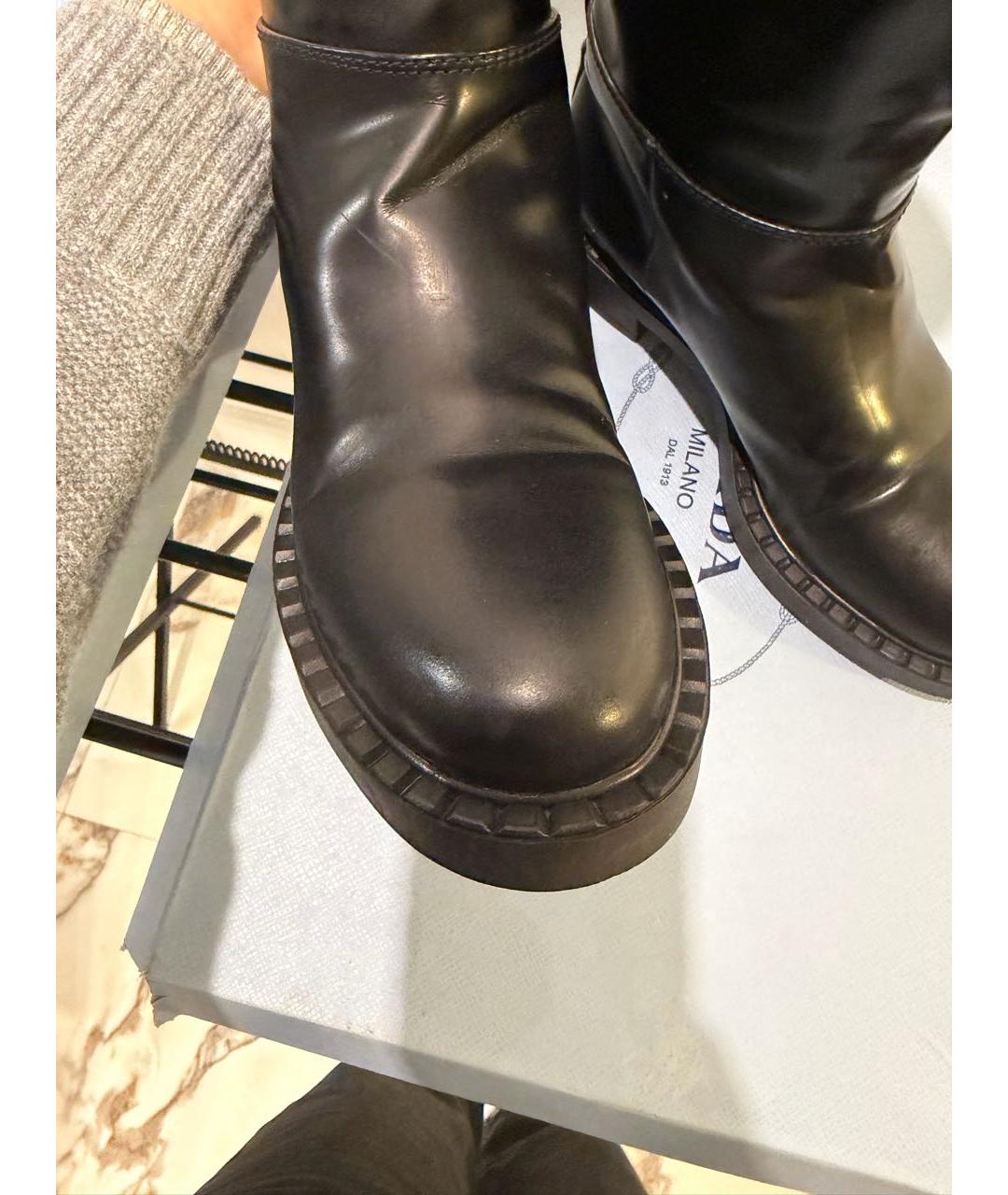 PRADA Черные кожаные сапоги, фото 5