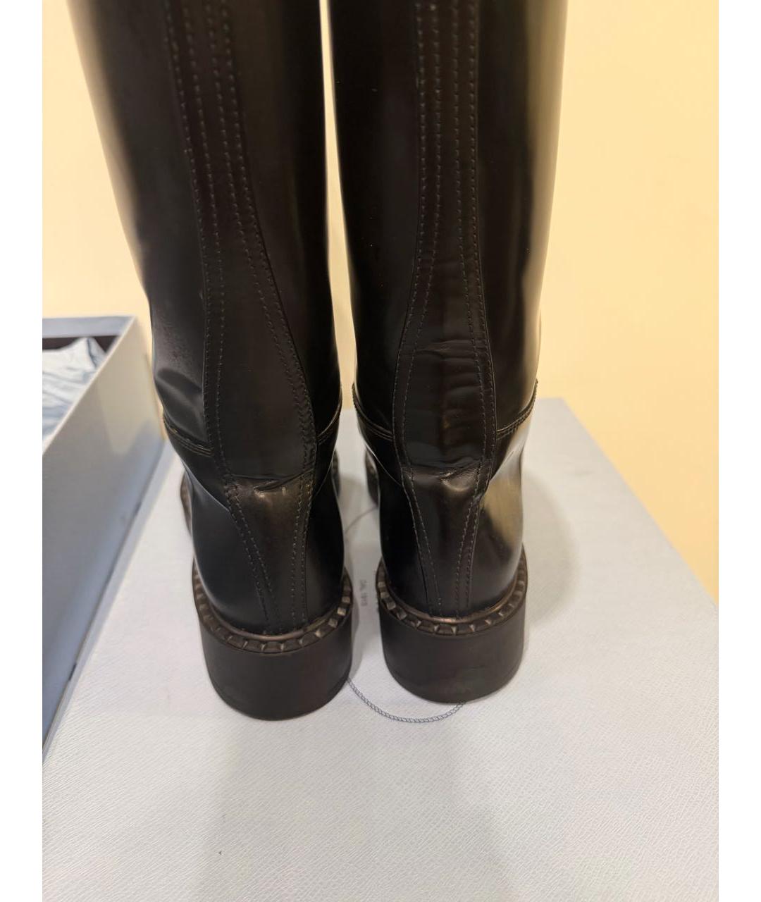 PRADA Черные кожаные сапоги, фото 4
