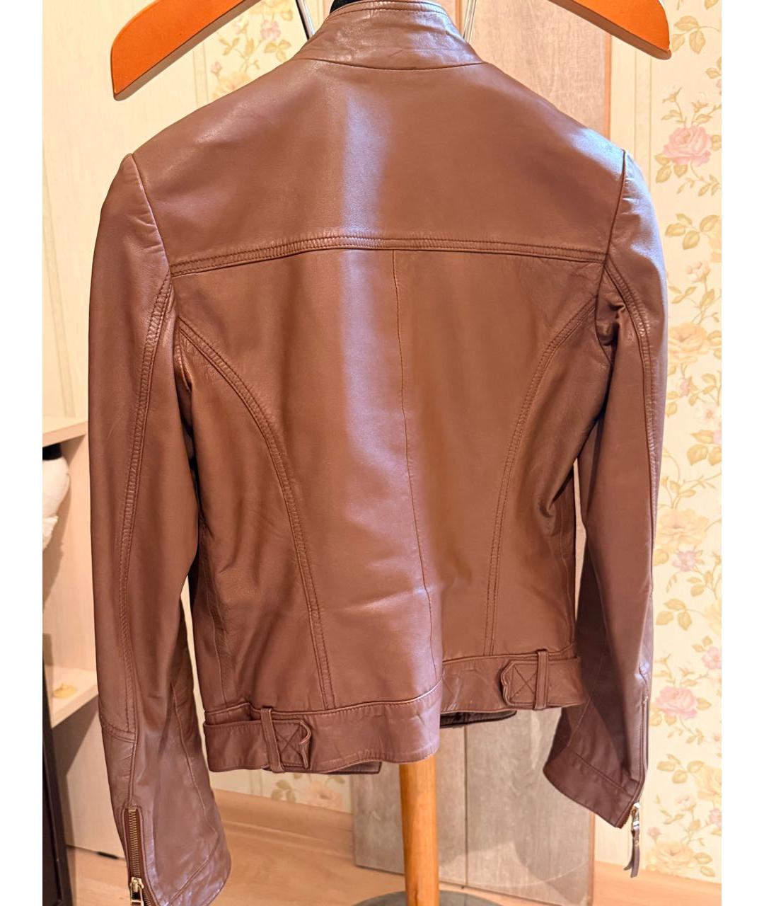 PINKO Коричневая кожаная куртка, фото 2