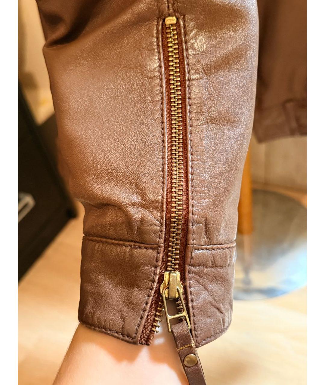 PINKO Коричневая кожаная куртка, фото 5