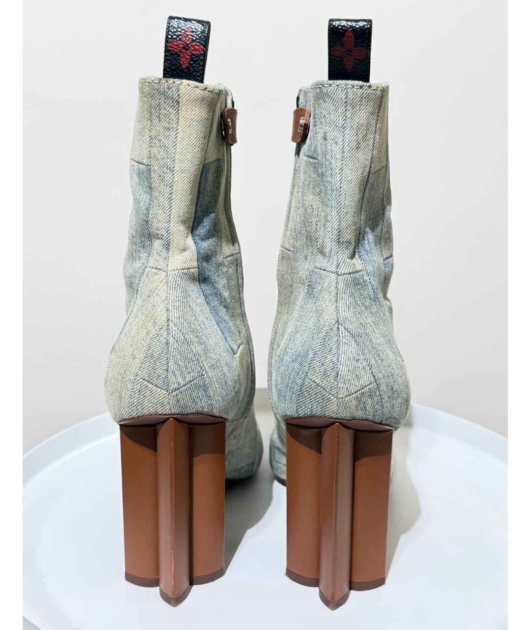 LOUIS VUITTON Голубые текстильные ботильоны, фото 4