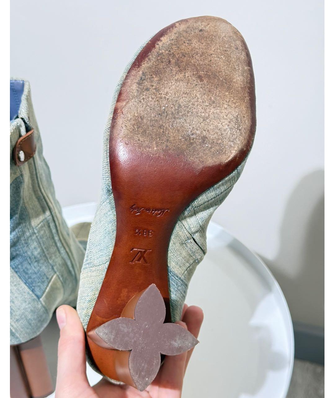 LOUIS VUITTON Голубые текстильные ботильоны, фото 6