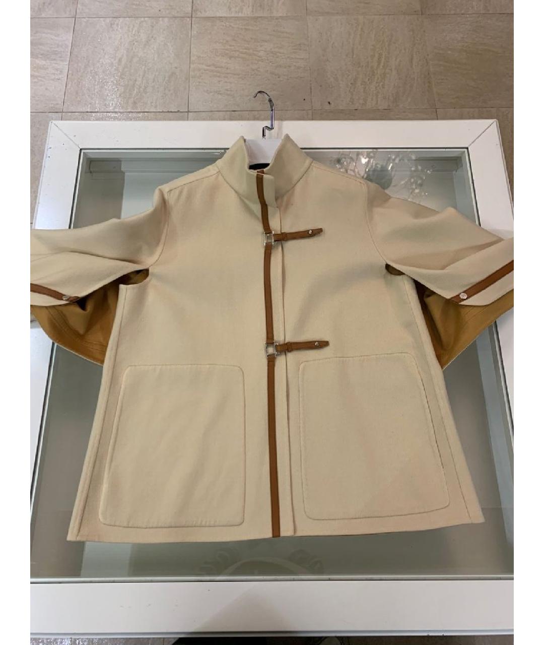 HERMES Бежевое кашемировое пальто, фото 3