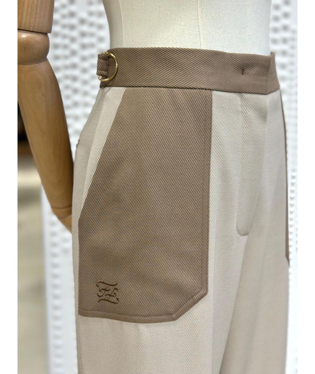 FENDI Бежевые прямые брюки, фото 2