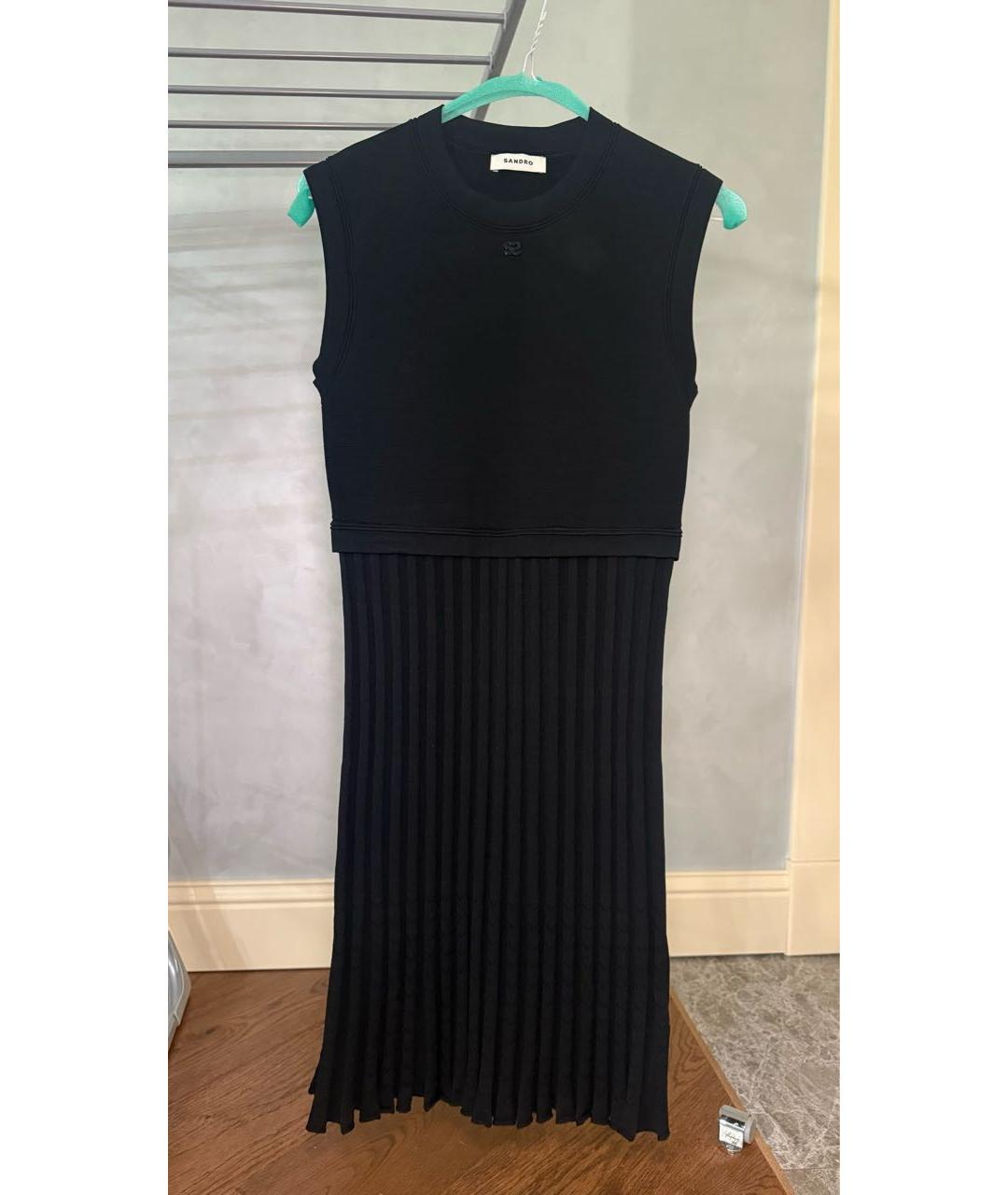 SANDRO Черное вискозное повседневное платье, фото 9