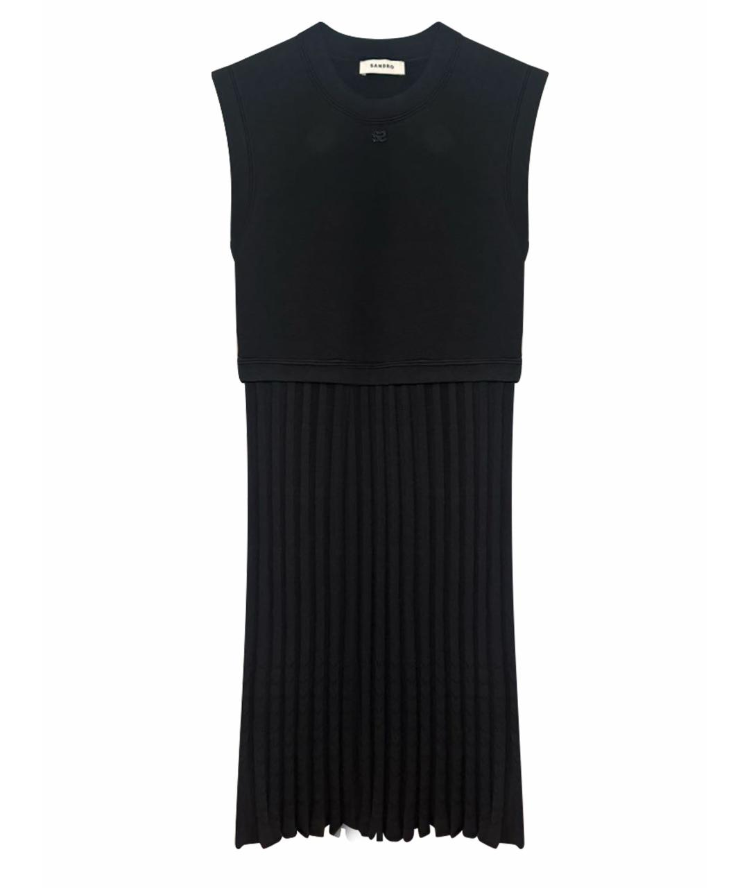 SANDRO Черное вискозное повседневное платье, фото 1