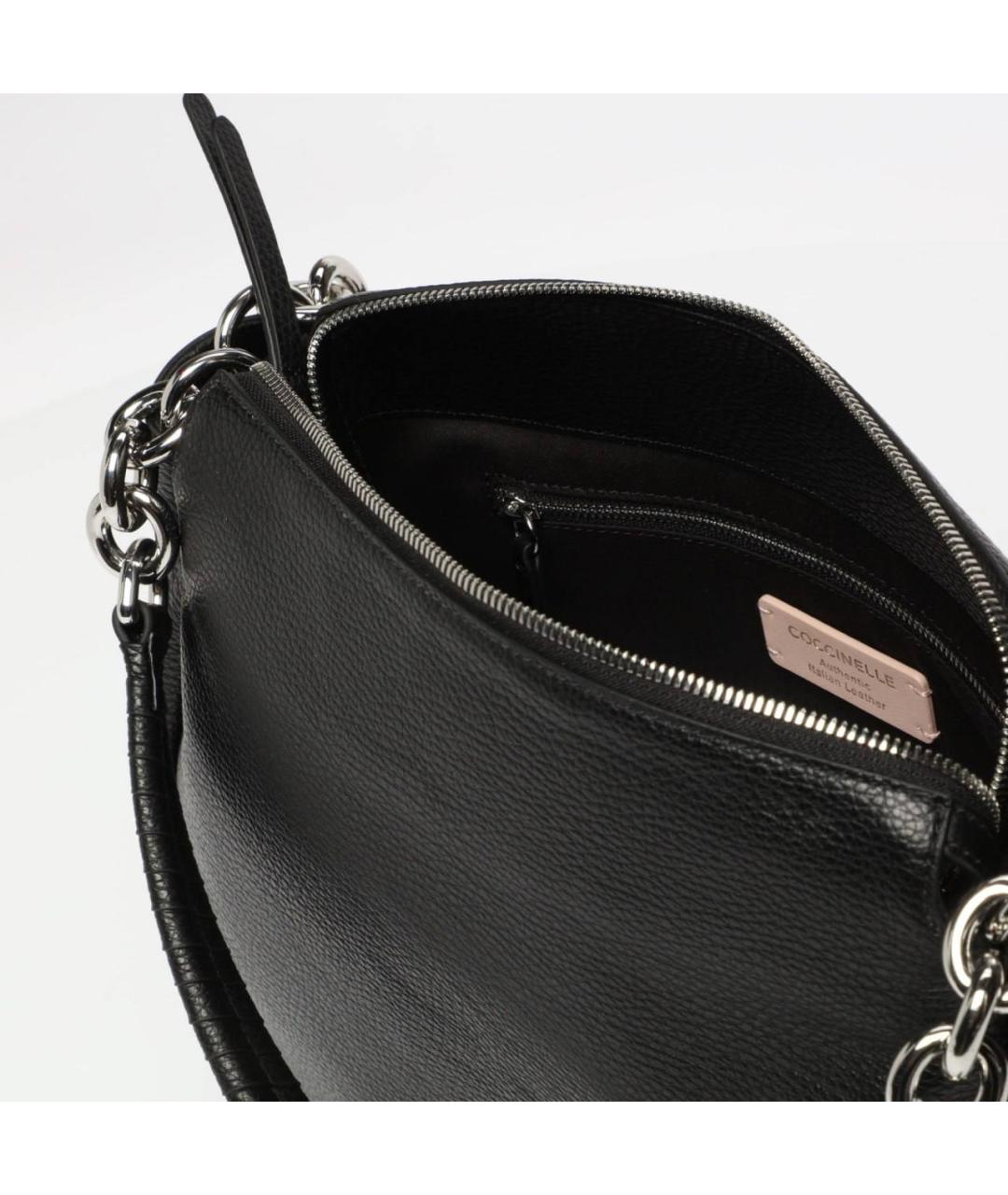 COCCINELLE Черная кожаная сумка с короткими ручками, фото 4
