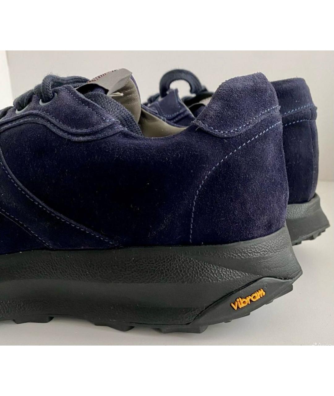 CORNELIANI Темно-синие замшевые низкие кроссовки / кеды, фото 4