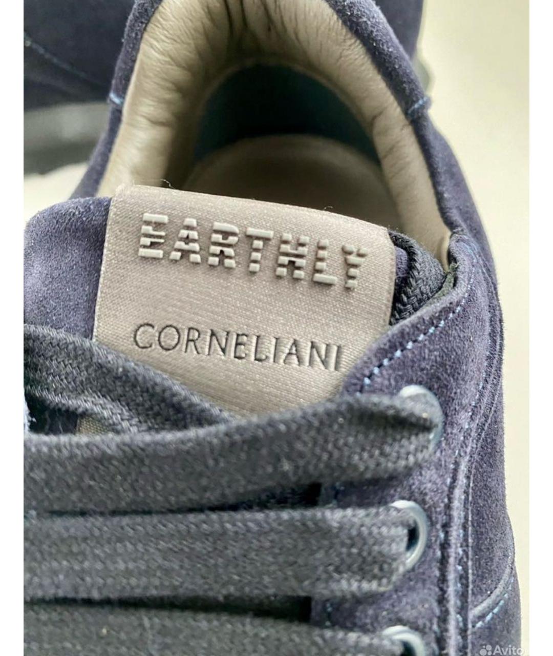 CORNELIANI Темно-синие замшевые низкие кроссовки / кеды, фото 5