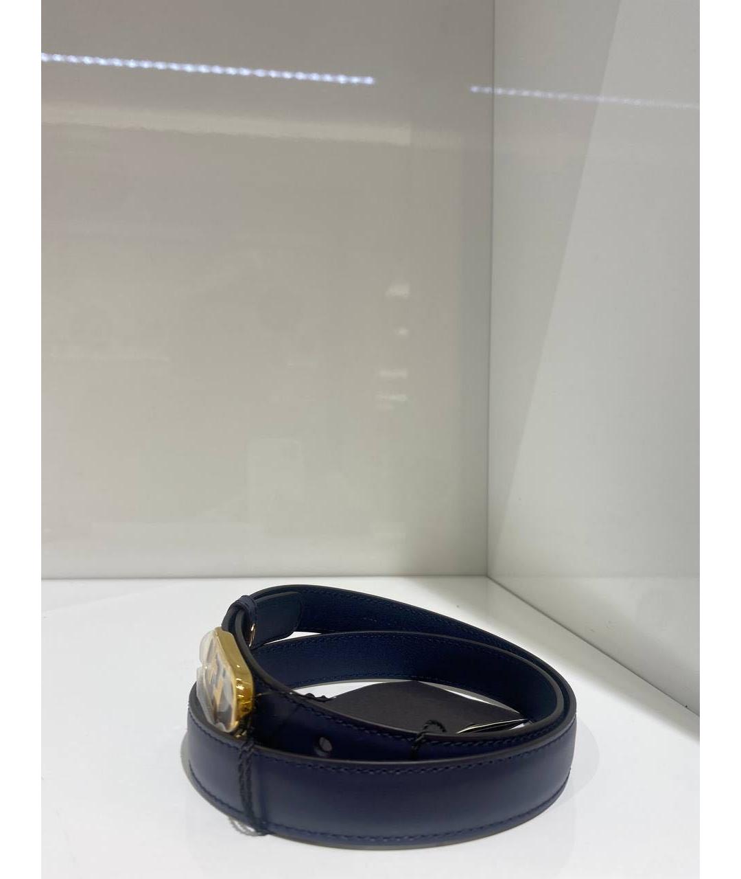 FENDI Темно-синий кожаный ремень, фото 2