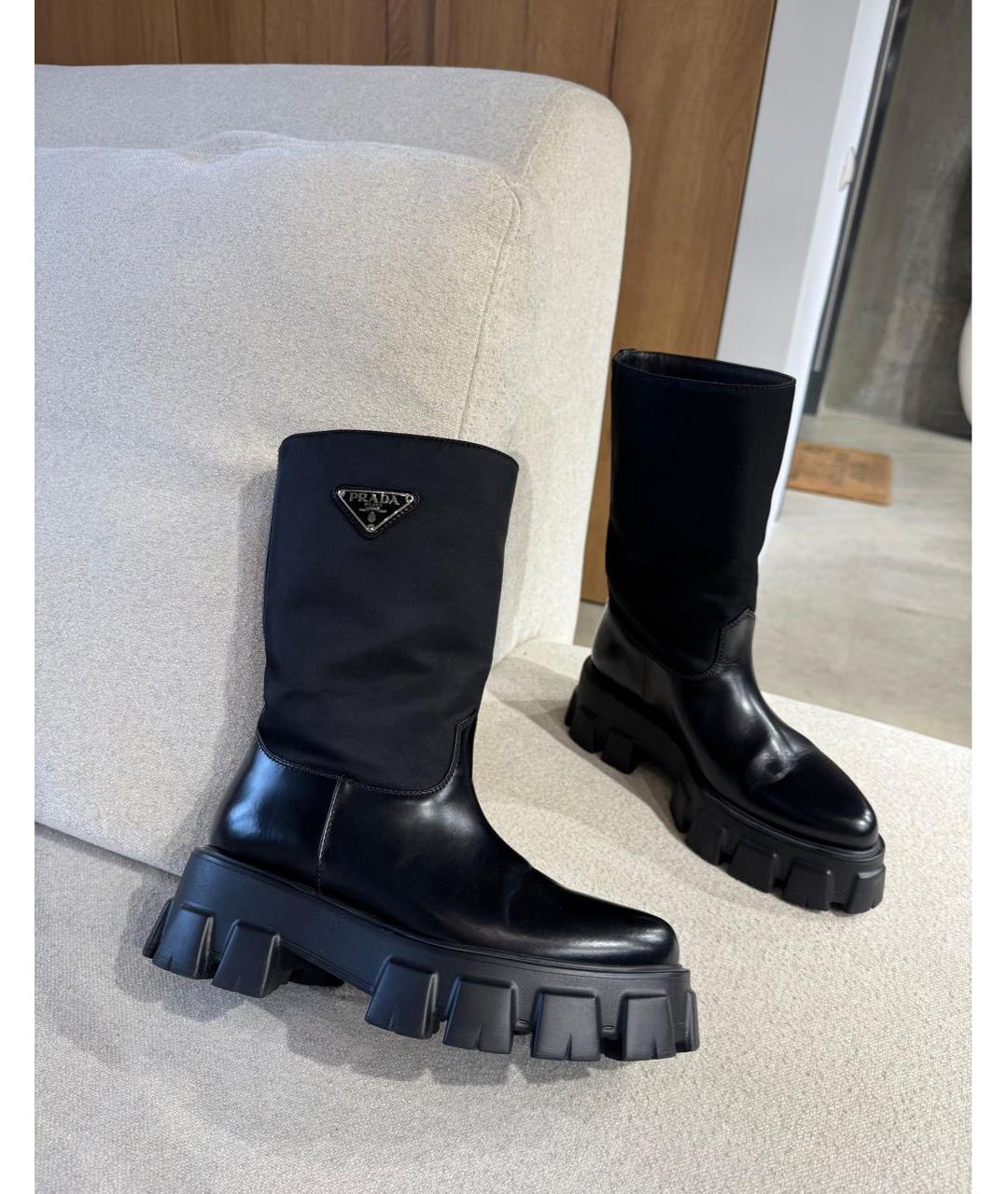 PRADA Черные кожаные ботинки, фото 2