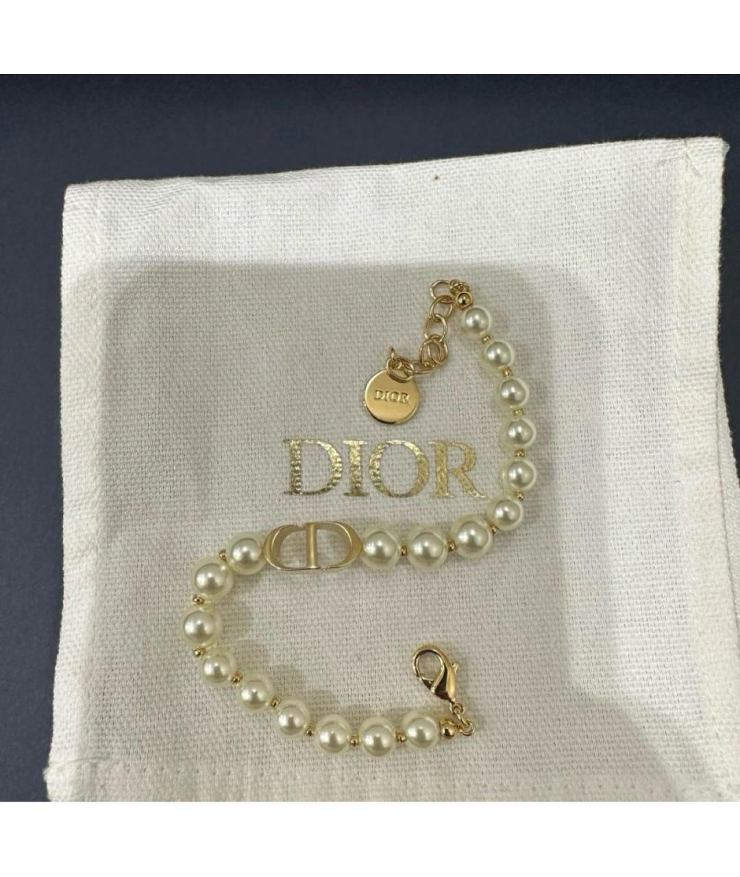 CHRISTIAN DIOR Бежевый жемчужный браслет, фото 5
