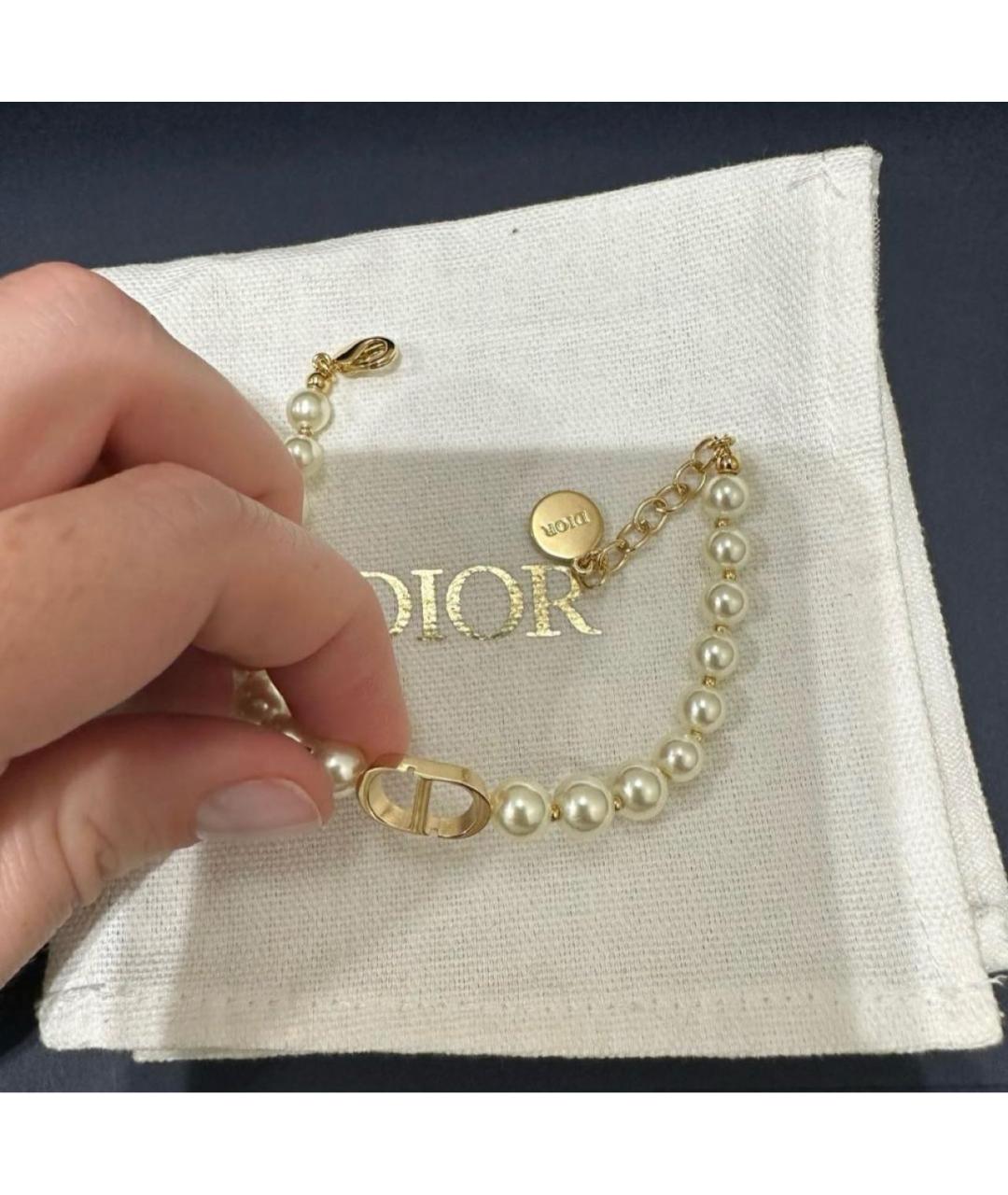 CHRISTIAN DIOR Бежевый жемчужный браслет, фото 4