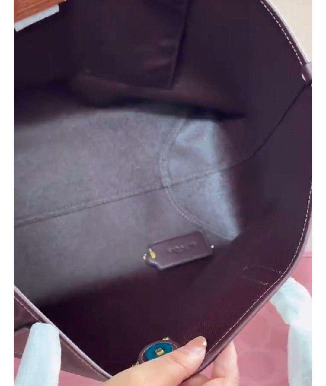 COACH Бордовая жаккардовая сумка тоут, фото 8