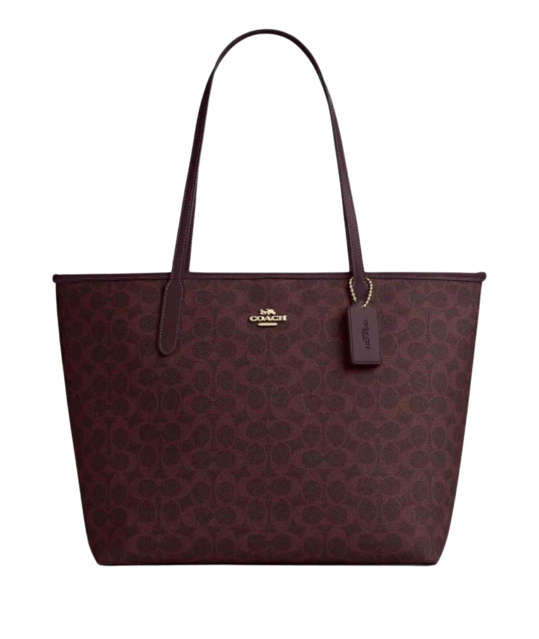 COACH Бордовая жаккардовая сумка тоут, фото 1