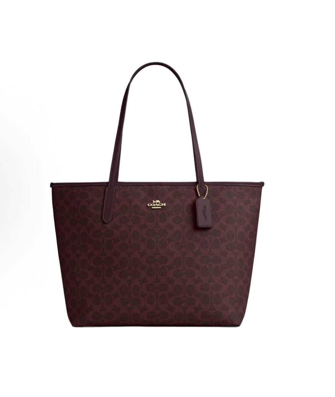 COACH Бордовая жаккардовая сумка тоут, фото 10