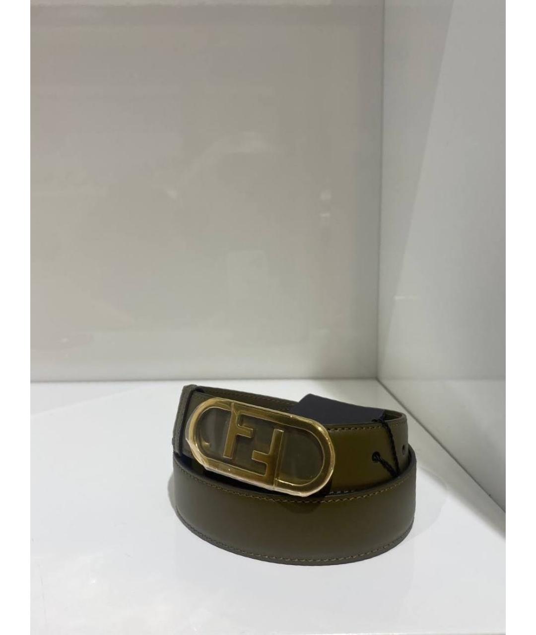 FENDI Зеленый кожаный ремень, фото 2