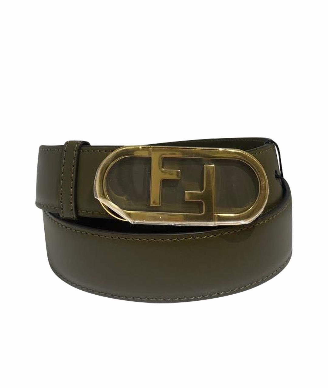 FENDI Зеленый кожаный ремень, фото 1