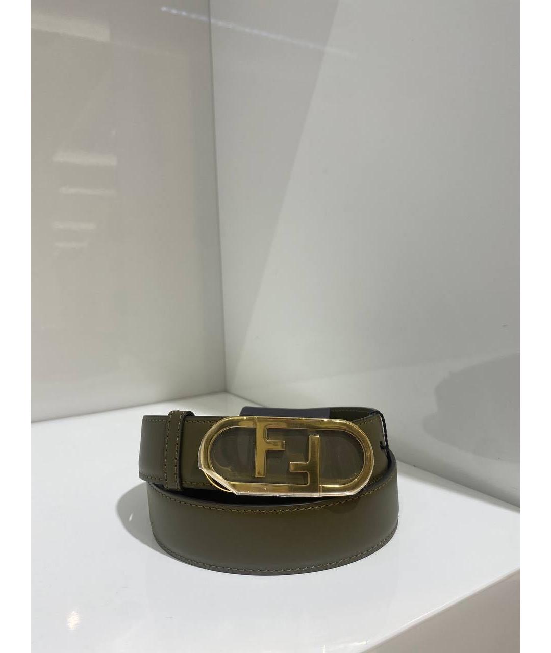 FENDI Зеленый кожаный ремень, фото 3
