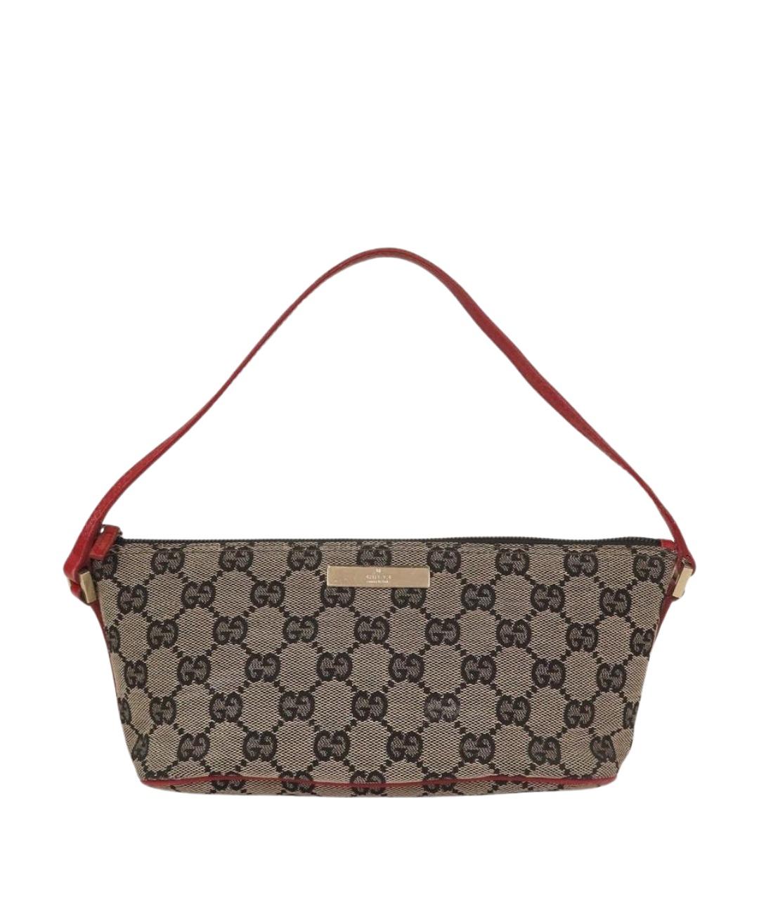 GUCCI Серая жаккардовая сумка с короткими ручками, фото 1