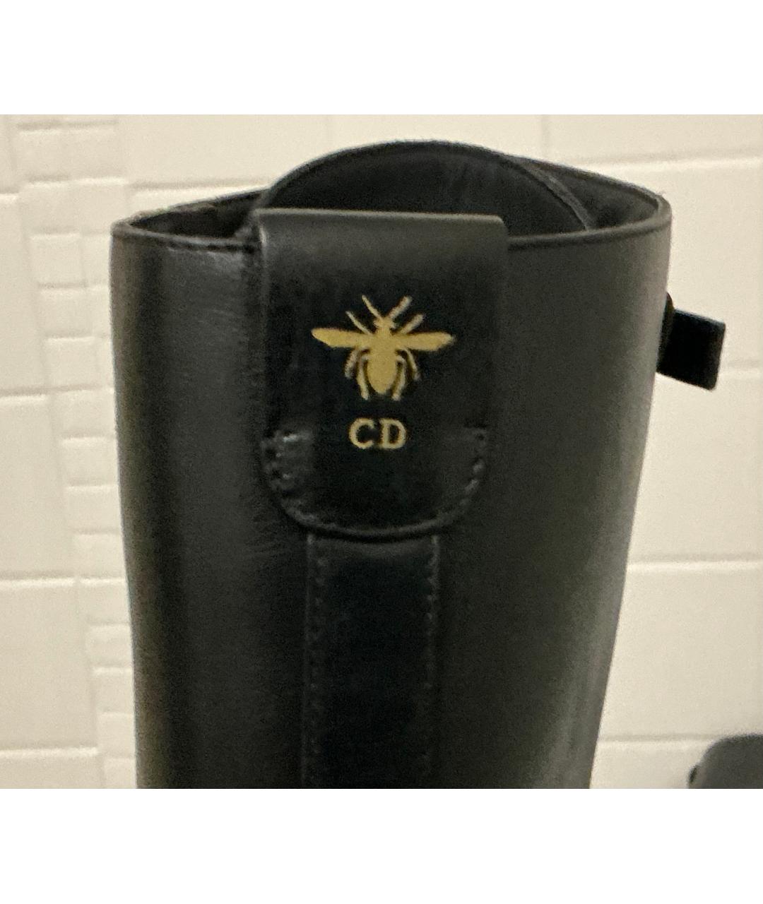 CHRISTIAN DIOR Черные кожаные сапоги, фото 3